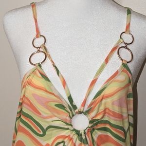 Spaghetti Strap Bodysuit with Gold Accents - NWT Sizes XS, S, M, L, XL